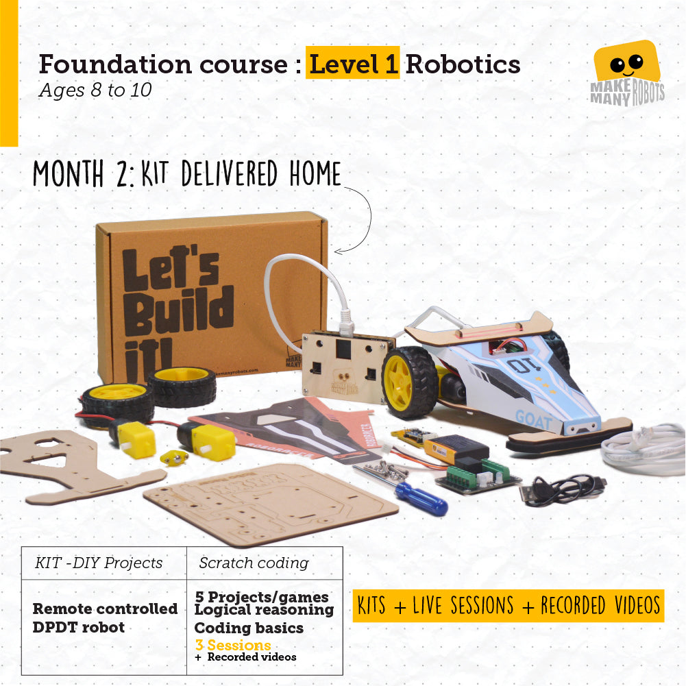 Robotics Level 1 -Beginner's Course - 8years to 12year old children